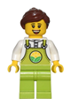 Farmer - Female, Lime Overalls over White Shirt, Lime Legs, Reddish Brown Hair, Freckles - cty1437