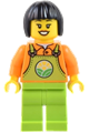Farmer - Female, Lime Overalls over Orange Shirt, Lime Legs, Black Short Hair - cty1444