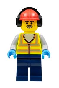 Stuntz Crew, Male, Red Hard Hat with Earmuff, Neon Yellow Safety Vest, Dark Blue Legs cty1455