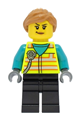 Train Driver - Female, Neon Yellow Safety Vest, Black Legs, Medium Nougat Hair - cty1464
