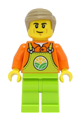 Train Worker - Male, Orange Shirt, Lime Overalls, Dark Tan Hair - cty1466