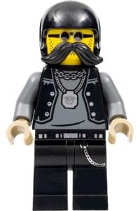 Lone Wolf Biker Minifigure - Biker minifigure dressed as a stunt driver in a Lone Wolf theme - cty1485