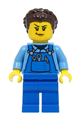 Stuntz Crew - Female, Medium Blue Shirt, Blue Apron, Dark Brown Hair - cty1500