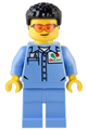 Custom Car Garage Mechanic - Male, Medium Blue Shirt with Octan Logo, Medium Blue Legs, Short Black Hair - cty1538