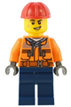 Construction Worker - Male, Orange Safety Jacket, Reflective Stripe, Sand Blue Hoodie, Dark Blue Legs, Red Construction Helmet - cty1553