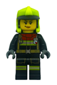 Fire - Female, Black Jacket and Legs with Reflective Stripes and Red Collar, Neon Yellow Fire Helmet, Right Raised Eyebrow, Medium Nougat Lips, Smirk - cty1555