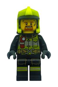 Fire - Reflective Stripes with Utility Belt and Flashlight, Neon Yellow Fire Helmet, Dark Orange Moustache and Goatee, Soot Marks cty1556
