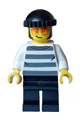Police - City Bandit Crook Male, White Shirt with Dark Bluish Gray Stripes, Black Legs, Black Knit Cap, Sunglasses - cty1558