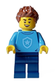 Police - City Officer in Training Male, Medium Blue Shirt with Badge, Dark Blue Legs, Reddish Brown Hair, Open Smile - cty1561