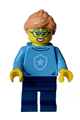 Police - City Officer in Training Female, Medium Blue Shirt with Badge, Dark Blue Legs, Nougat Hair, Glasses - cty1562