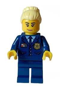 Police - City Chief Female, Dark Blue Jacket and Legs, Bright Light Yellow Hair, Closed Smile cty1564