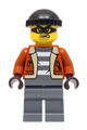 Police - City Bandit Crook Male, Dark Orange Jacket, Dark Bluish Gray Legs, Black Knit Cap - cty1566