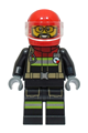 Fire - Male, Black Jacket and Legs with Reflective Stripes and Red Collar, Red Helmet, Trans-Clear Visor - cty1567