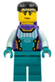 Stuntz Driver - Female, Dark Purple and Dark Turquoise Race Suit with Light Aqua Arms, Dark Purple Air Tanks, Black Short Hair - cty1579