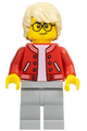 Stuntz Photographer - Male, Red Jacket over White Shirt, Light Bluish Gray Legs, Tan Hair, Glasses - cty1581