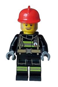 Fire - Male, Reflective Stripes with Utility Belt, Red Fire Helmet, Dark Tan and Light Bluish Gray Sideburns cty1598