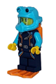 Arctic Explorer Diver - Male, Dark Blue Diving Suit, Orange Air Tanks and Flippers, Medium Azure Helmet - cty1609