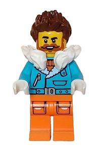 Arctic Explorer Captain - Male, Medium Azure Jacket, White Fur Collar, Reddish Brown Hair, Dark Orange Beard cty1612