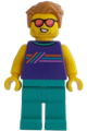 Male ice-cream shop customer with dark purple sleeveless shirt, dark turquoise legs, medium nougat hair, and sunglasses - cty1616
