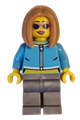 Female resident in a medium azure crop top jacket with flat silver legs, medium nougat hair, and sunglasses - cty1623