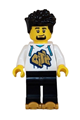Male rollerskater in a white hoodie with gold details, black legs, and pearl gold rollerskates - cty1625