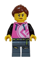 Female kick scooter driver wearing a dark pink hoodie and dark bluish gray legs - cty1626