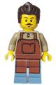 Male barber with reddish brown apron, sand blue legs, dark brown hair, and stubble - cty1647