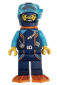 Arctic Explorer Diver - Male, Dark Blue Diving Suit and Helmet, Orange Air Tanks and Flippers, Trans-Light Blue Diver Mask, Beard and Glasses - cty1656