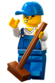 Car Cleaner - male, blue overalls over v-neck shirt, blue legs, blue cap, glasses, stubble - cty1661