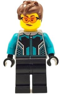 Race Car Driver - Female, Black and Dark Turquoise Racing Suit, Black Legs, Reddish Brown Hair, Safety Glasses cty1667