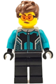 Race Car Driver - Female, Black and Dark Turquoise Racing Suit, Black Legs, Reddish Brown Hair, Safety Glasses - cty1667