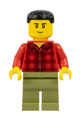 Plane Passenger - Male, Red Plaid Flannel Shirt, Olive Green Legs, Black Short Hair - cty1675