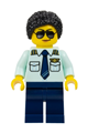 Passenger Plane Pilot - Female, Light Aqua Uniform Shirt with Tie, Dark Blue Legs, Black Braided Hair with Knot Bun, Sunglasses - cty1678
