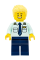 Passenger Plane Pilot - Male, Light Aqua Uniform Shirt with Tie, Dark Blue Legs, Bright Light Yellow Spiked Hair Swept Up - cty1679