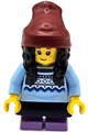 Child - Girl, Bright Light Blue Sweater, Medium Lavender Short Legs, Dark Red Beanie with Black Hair, Black Skirt (TikTok Fan) - cty1686