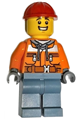 Construction Worker - Male, Orange Safety Jacket, Reflective Stripe, Sand Blue Hoodie, Sand Blue Legs, Red Construction Helmet - cty1691