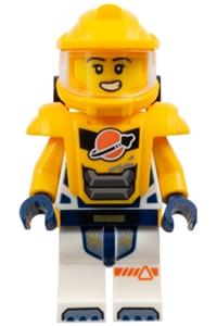 Astronaut - Female, Bright Light Orange Helmet, Bright Light Orange Armor, White Suit with Bright Light Orange Arms cty1695