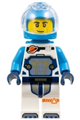 Male astronaut wearing a dark azure helmet, backpack, and white suit with dark azure arms - cty1697