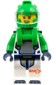 Astronaut - Female, Bright Green Helmet, Bright Green Backpack with Solar Panel, White Suit with Bright Green Arms - cty1698
