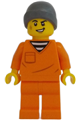 Police - City Jail Prisoner Male, Orange Prison Jumpsuit, Dark Bluish Gray Beanie, Scruff Mark - cty1699