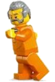 Male police city jail prisoner in an orange prison jumpsuit with light bluish gray hair, beard, and sideburns - cty1701