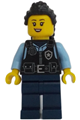 Police - City Officer Female, Black Safety Vest, Dark Blue Legs, Black Hair Long with Braided Ponytail - cty1703