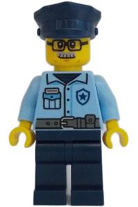 Police - City Officer Male, Bright Light Blue Shirt, Dark Blue Legs, Light Bluish Gray Moustache and Black Glasses cty1705