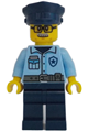 Police - City Officer Male, Bright Light Blue Shirt, Dark Blue Legs, Light Bluish Gray Moustache and Black Glasses - cty1705