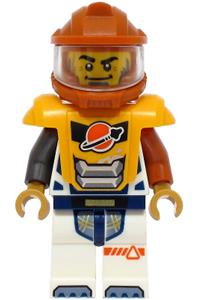 Astronaut - Male, White Spacesuit with Dark Orange and Pearl Dark Gray Arms, Dark Orange Helmet, Bright Light Orange Armor with Ingot cty1709