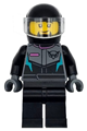 Race Car Driver - Male, Black, Dark Bluish Gray and Dark Turquoise Racing Suit with Hawk, Black Legs, Helmet - cty1712