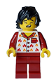Fire - Male, White Jacket with Flames, Dark Red Legs, Black Tousled Hair - cty1717