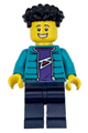 Male race photographer with black coiled hair, wearing a dark turquoise jacket and dark blue legs - cty1719