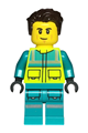 Paramedic - Male, Dark Turquoise and Neon Yellow Safety Vest, Legs with Silver Reflective Stripes, Dark Brown Hair - cty1724