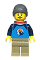 Hiker - Male, Dark Azure and Dark Blue Shirt with Mountains, Dark Tan Legs, Dark Bluish Gray Beanie, Red Backpack Thin - cty1725